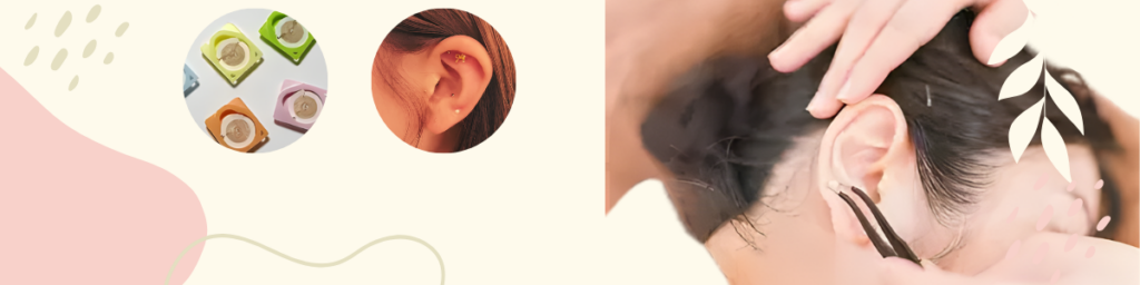 出雲市　美容鍼・鍼灸整体mahaRE;
まはり　耳つぼジュエリーの施術　円日鍼